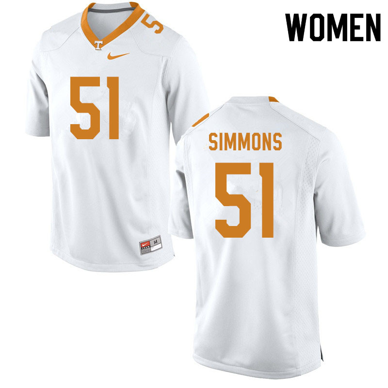 Women #51 Elijah Simmons Tennessee Volunteers College Football Jerseys Sale-White - Click Image to Close